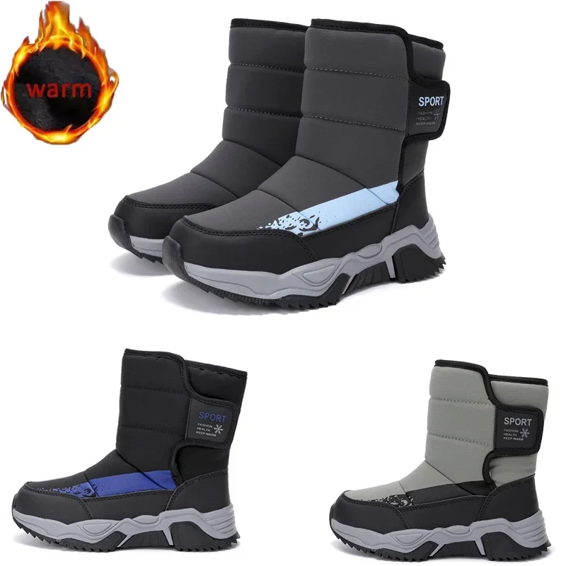 New Children Snow Boots Non-Slip Magic Tape Cotton Shoes Boy And Girs Rubber Sole Snow Cotton Boots Keep Warm Windproof Boots
