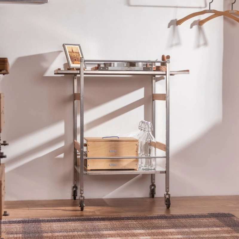 Mobile bar multi-layer movable stainless steel storage living room