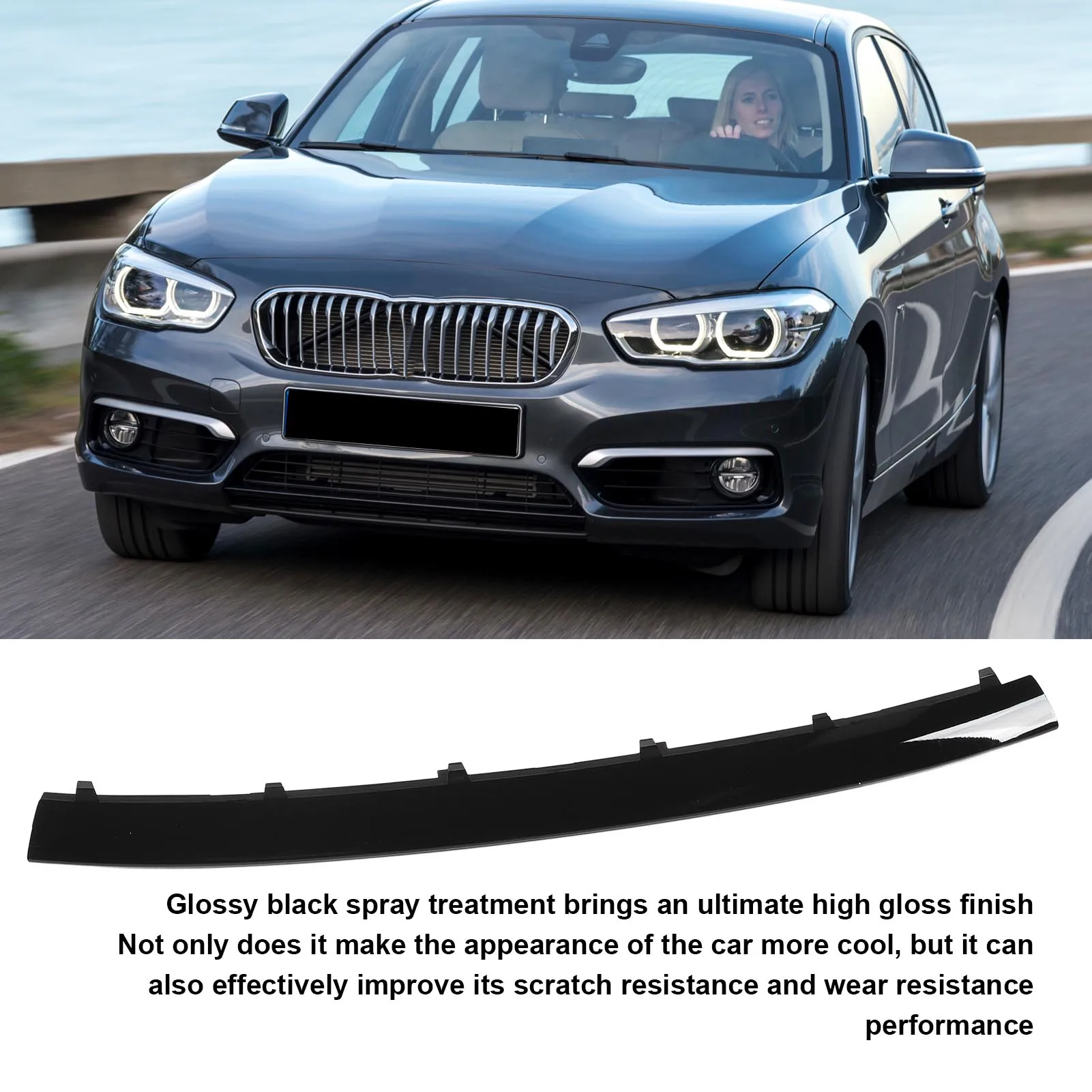 Gloss noir style de voiture pare-chocs avant revêtement d'habillage inférieur 51117371726 pour BMW série 1 F20 F21 Sport Urban Line LCI 2016 à 2019