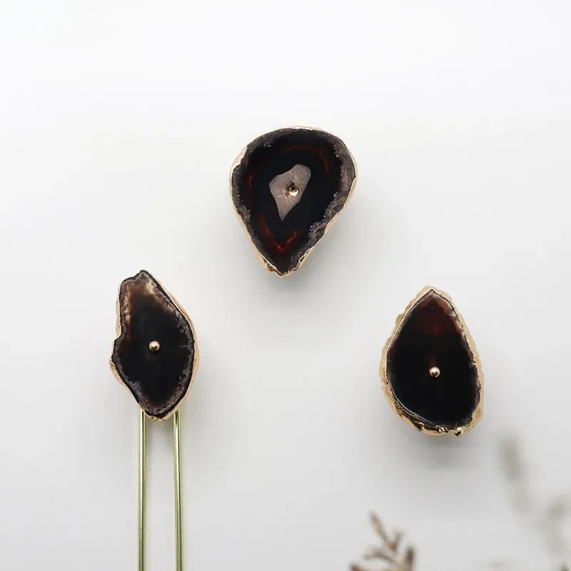 Agate Pattern Brass Hook Wall Decoration Clothes Hat Hook Wall Hanging Irregular Home Storage Sort Out Key Hook Four-piece Suit