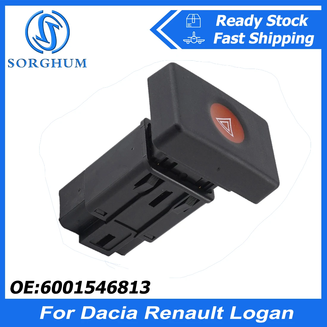 SORGHUM Button Warning Light Distress Emergency Hazard Warning Light Flash Switch for Dacia Renault Logan 6001546813 252909503R