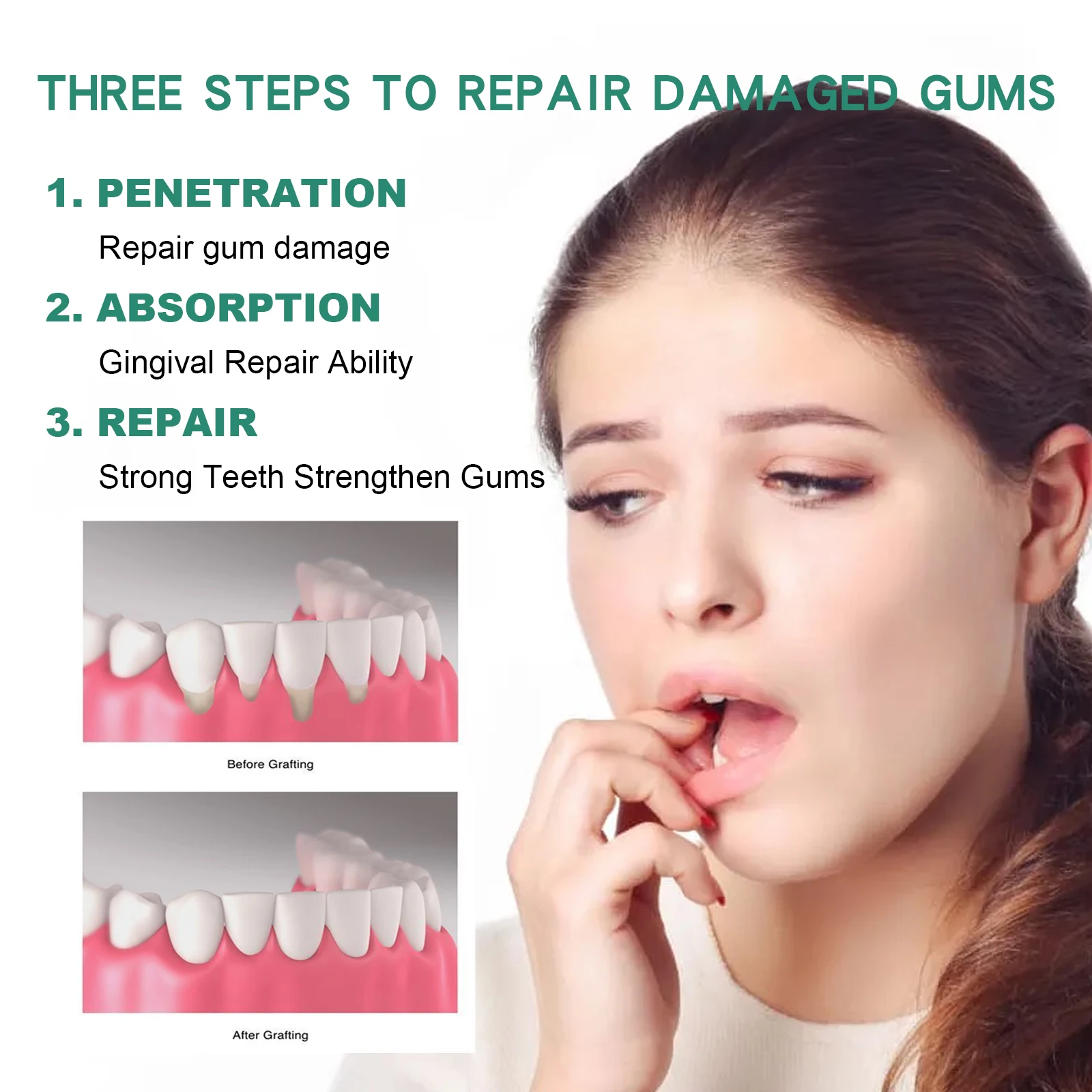 Rapid Gum Repair Essence Relieves Gum Recession Periodontal Blistering Cares for Teeth, Brightens Teeth, and Relieves Toothache.