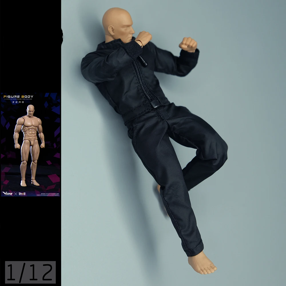 1/12th Black Fashion Jacket Coat Model For 6inch Stronger Fat Muscle VTOYS Body Action Collectable