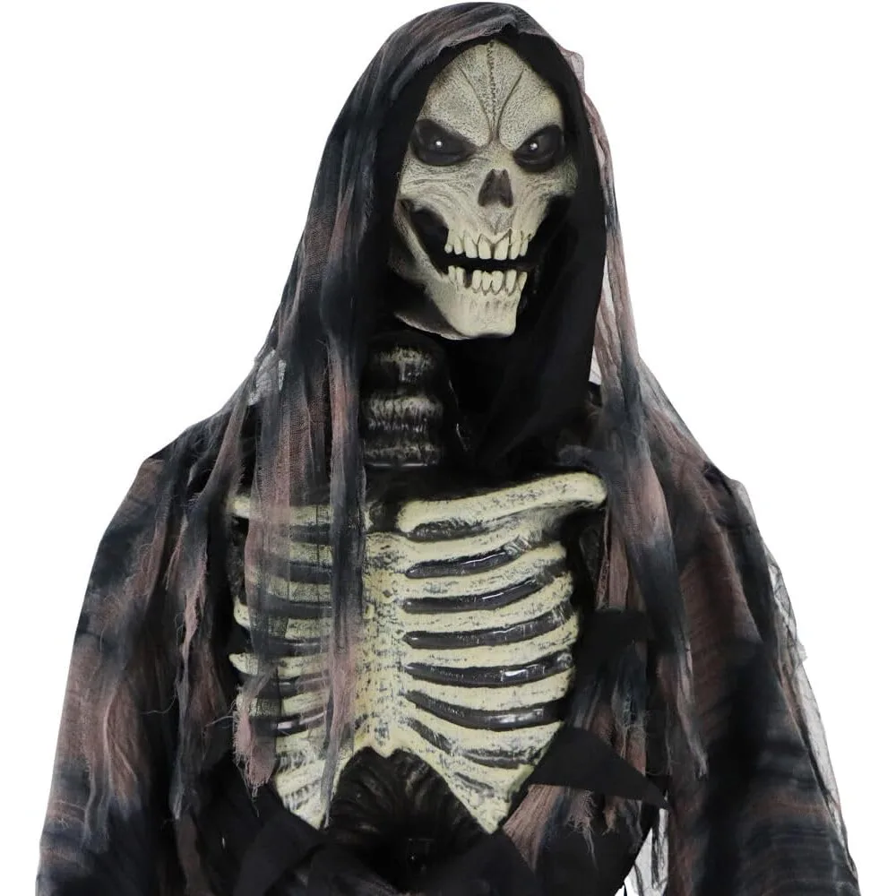 Outdoor Creepy Halloween Decoration Motion-Activated 10Ft Tall Towering Reaper Plug Talking Scare Prop Animatronic with Spooky