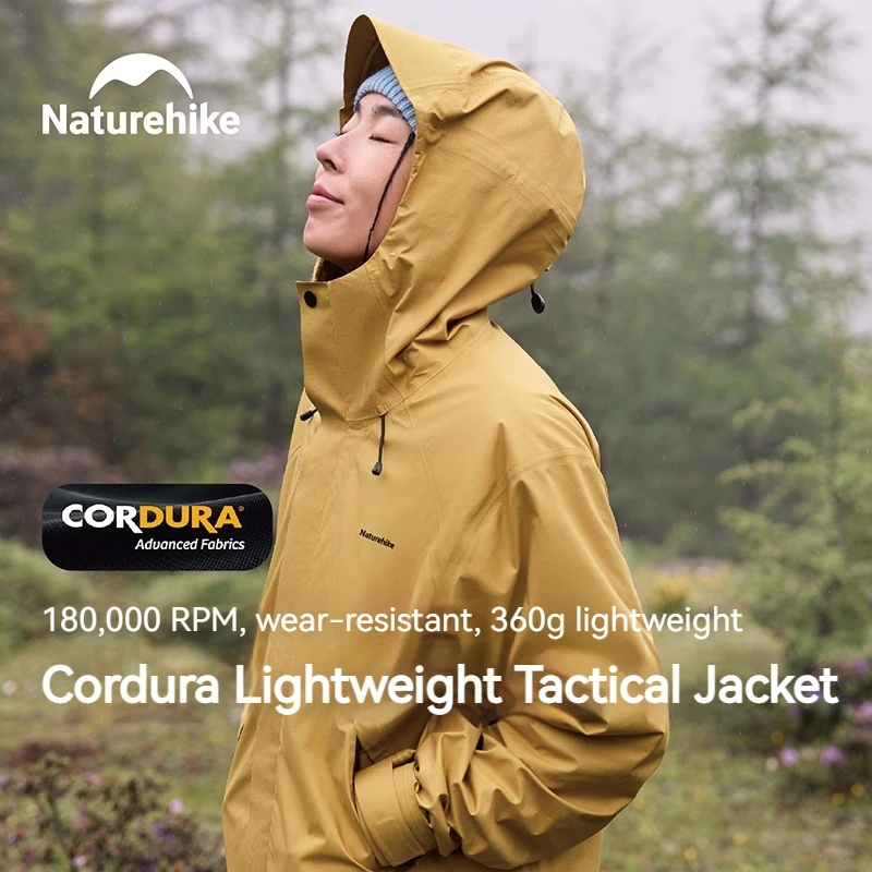Naturehike 2026 Men's Outdoor Hiking Hardshell Jacket Cordura Abrasion-Resistant Women's Technical Sports Outerwear Waterproof