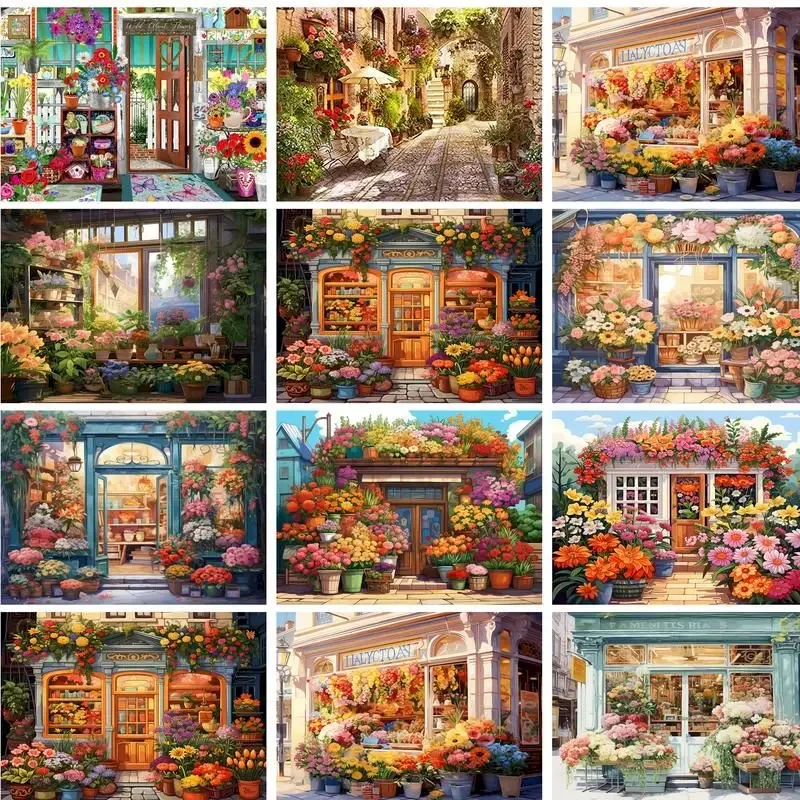 

124333 Painting By Numbers Paint Kit Flowers House Garden Home Decors On Canvas For Adults Crafts Handmade