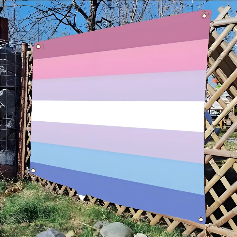 Bigender Pride Flags Edgeless four-ring hanging decor indoor outdoor compatible easy for hanging display