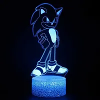Sonic The Hedgehog Anime Figure Model 3D Nightlight LED Changing Lamp Sonic Action Figure Bedroom Decor Toy Kids Birthday Gift