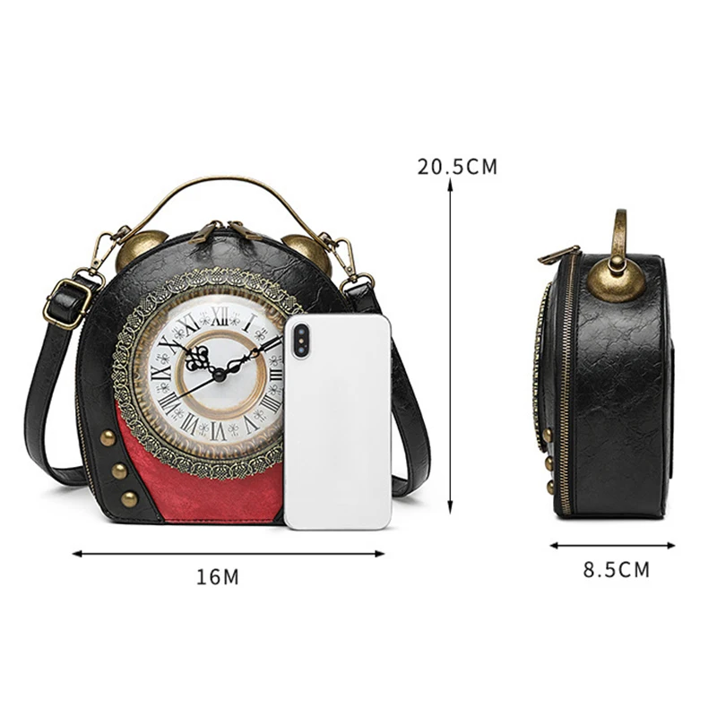 Women's new creative clock handbag, retro shoulder bag, fashionable crossbody bag
