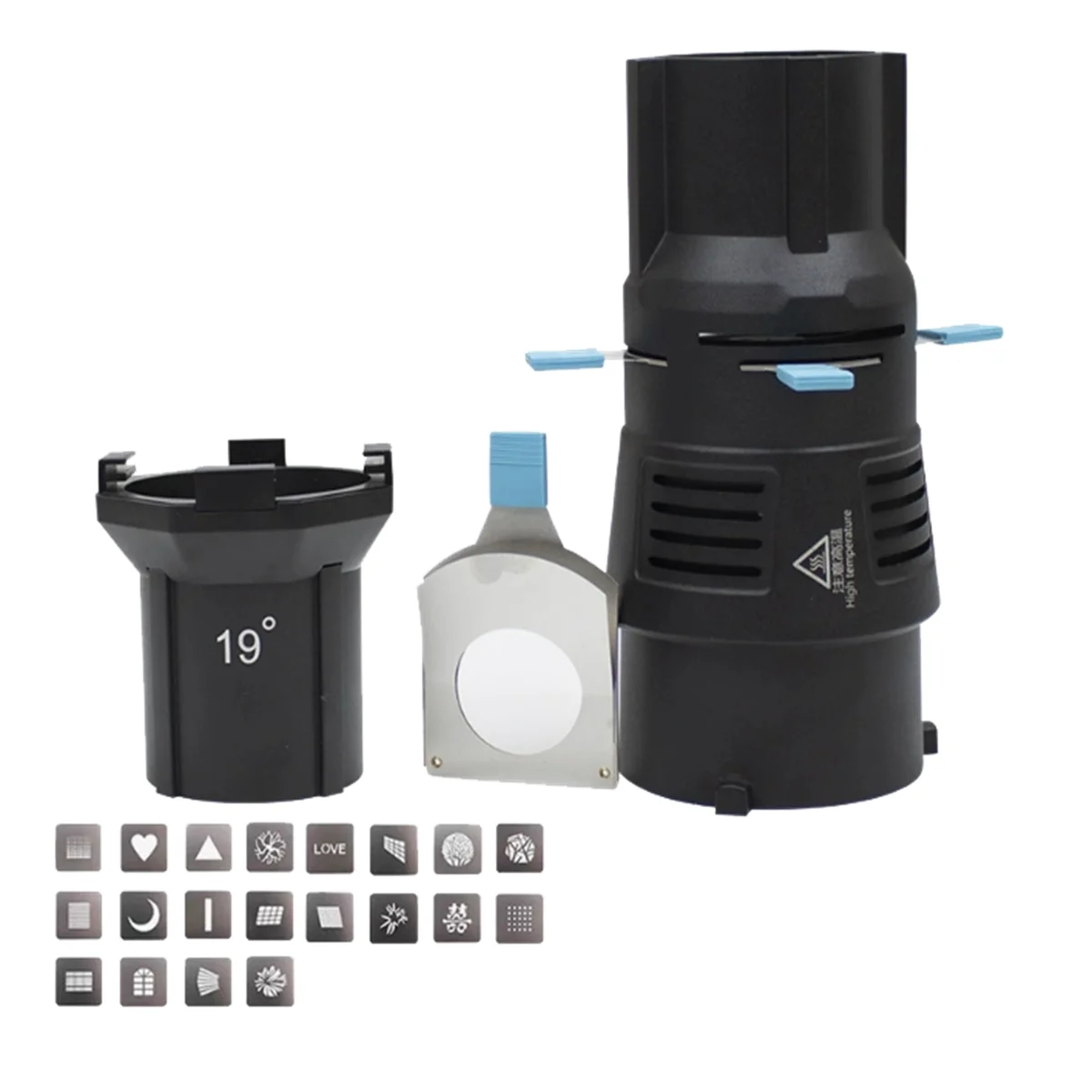 A10I Focalize Conical Snoot Bowens Photography Photo Condenser Built-in Geometric Sheet Shapes Gobo Filter 19° Single Lens