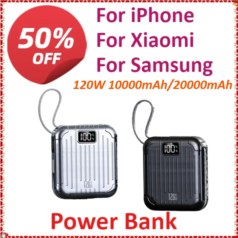 

120W 10000mAh/20000mAh Portable Power Bank Fast Charging For iPhone For Xiaomi For Samsung With USB Type C/Micro USB/Lightning