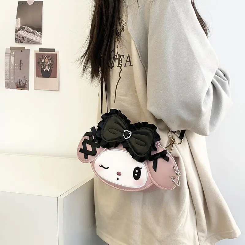 

Cute cartoon character My Melody Kuromi bag Cute fun shoulder bag Creative design girl crossbody bag Holiday gift Wholesale