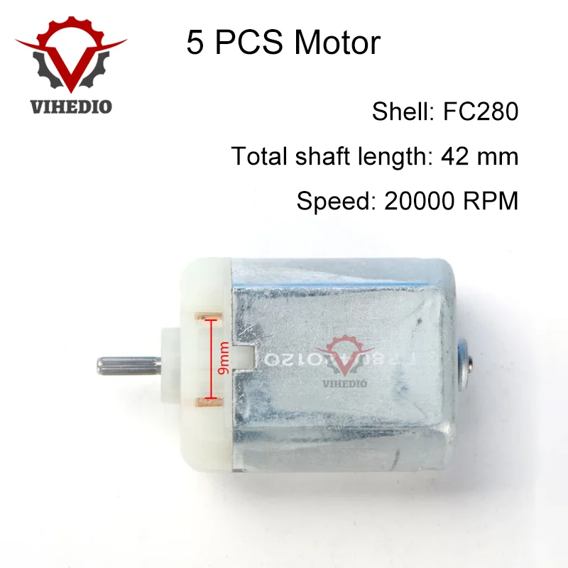 

5 PCS OEM Motor FC280 DC 20000 RPM 42mm DIY Engine For Car Replacement Power Accesseries Forward Rotation Toy High Quality