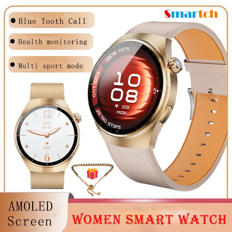 

Браслет AMOLED-экран Blue Tooth Call Smartwatch Сердечный ритм Здоровье Голосовой помощник Погода Смарт-часы Музыка Женский спортивный подарок