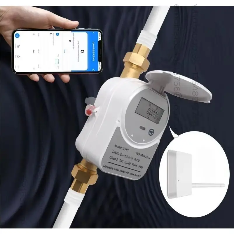 intelligent valve ultrasonic water meter IP68 liquid crystal display water flow consumption measurement