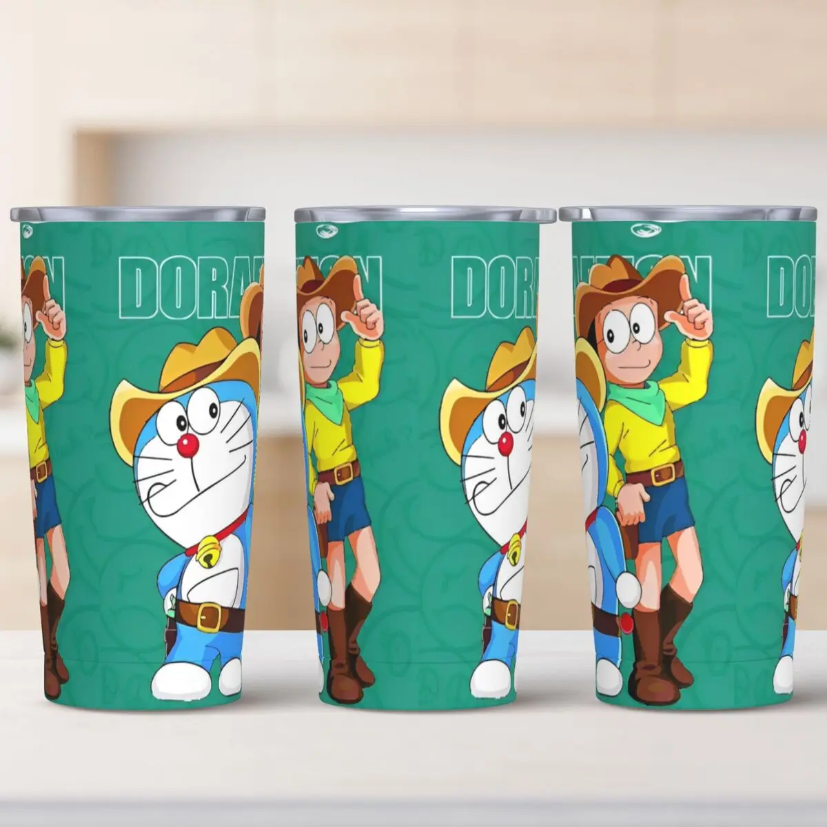 Doraemon Tumbler Cold Drink Water Bottle Keep Heat Stainless Steel Coffee Mug Custom Travelist Car Mugs