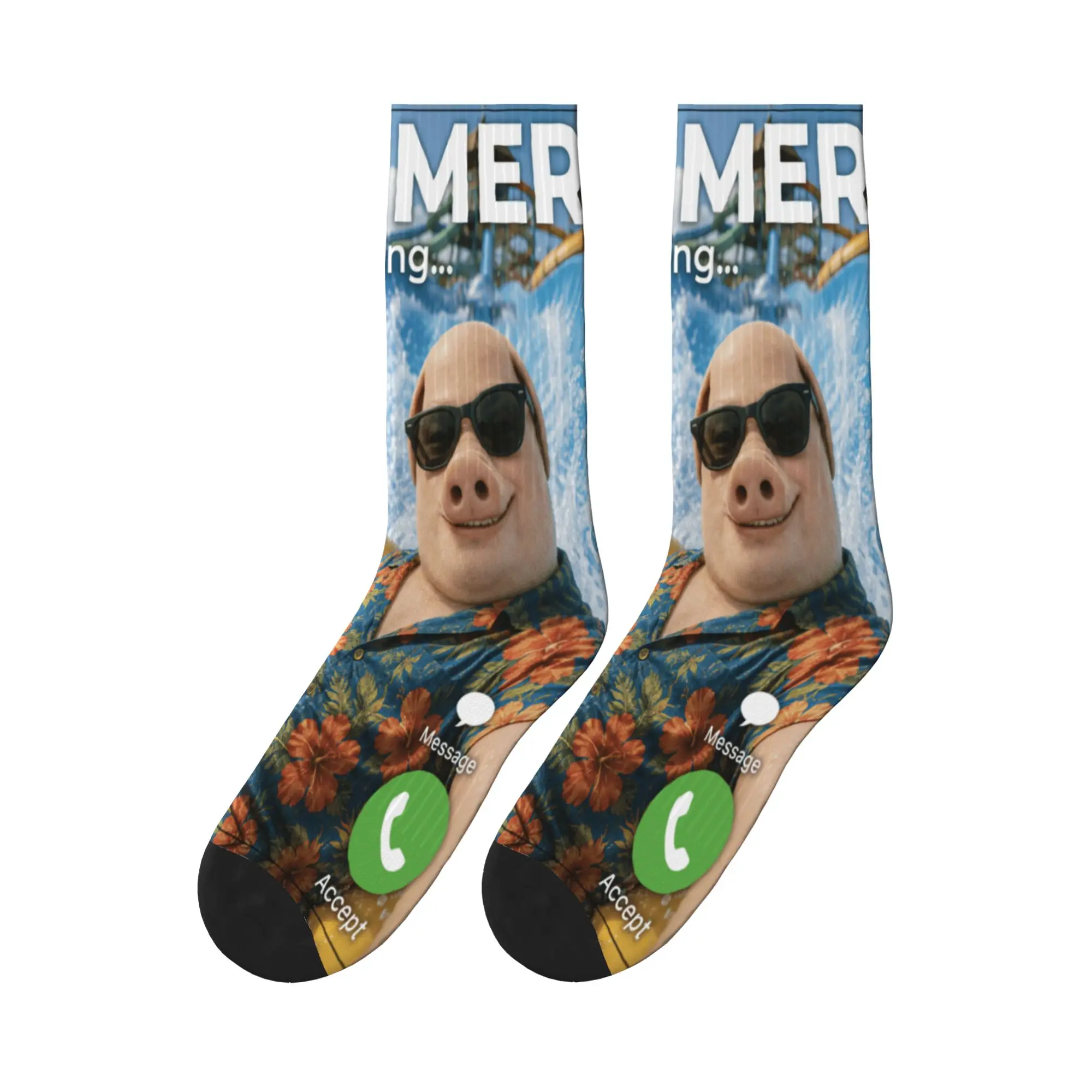 Women Men Socks Summer Vacation John Pork Tung Sahur Pool Party Phone Meme Stockings Spring Socks Custom Outdoor Anti-Slip Socks