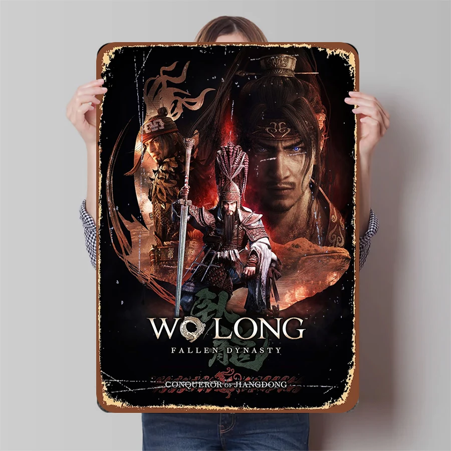 Wo Long Fallen Dynasty – panneau métallique en étain, personnage du conquérant du Jiangdong, œuvre de jeu, décoration murale suspendue pour Collection de joueurs
