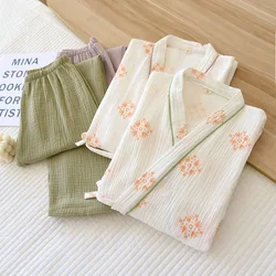 Kimono Pajamas For Women Cotton Sleepwear Women's Home Clothes Two-Piece Set Women's Sleeping Clothes Nightie Homewear