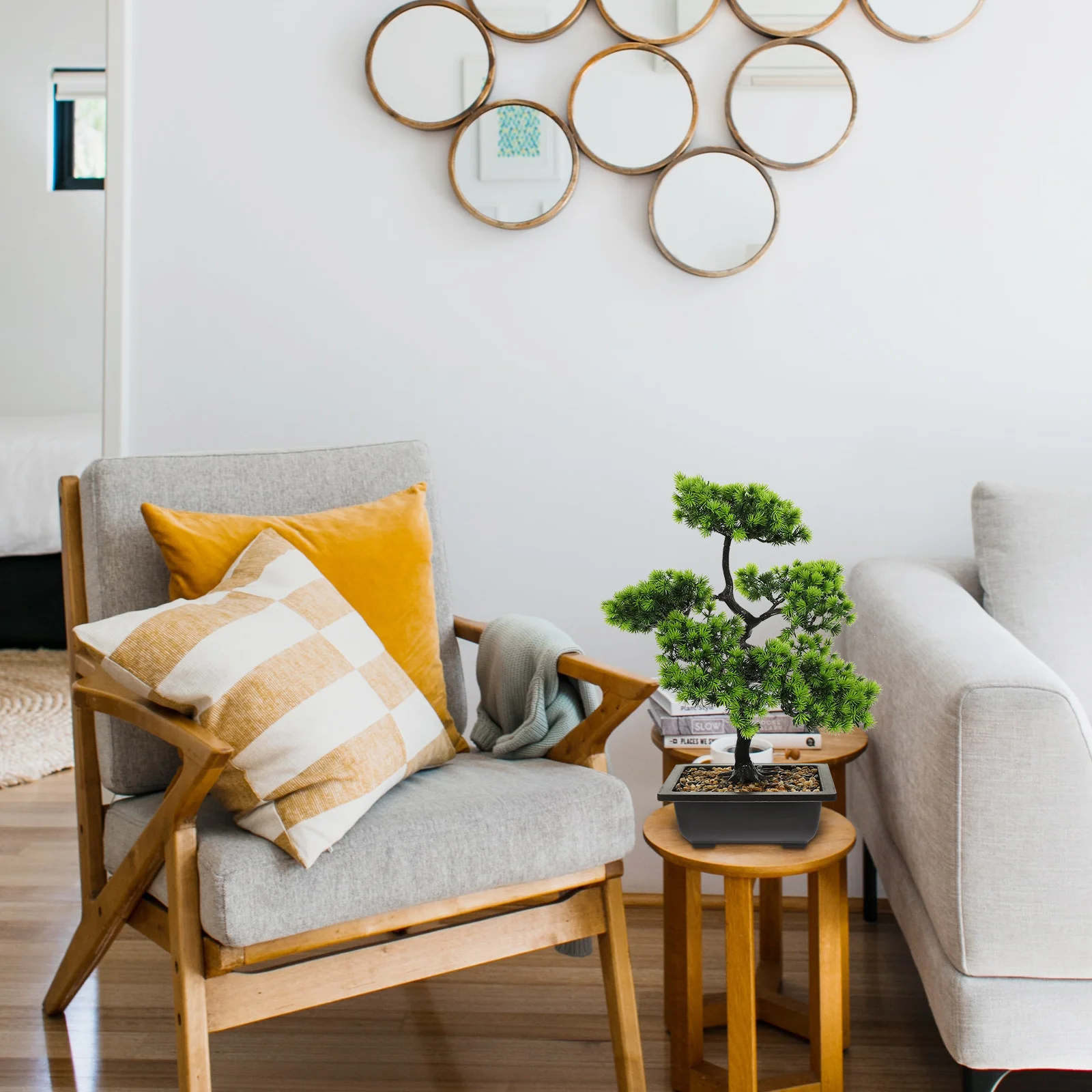 

Simulation Bonsai Tree Artificial Plant Pot for Living Room Bedroom Decor Low Maintenance Fake Green Plant Desktop Adornment