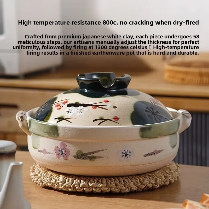Hand-painted weaving plum soil pot Wangu roasted rice soup casserole dry roasting high temperature resistance