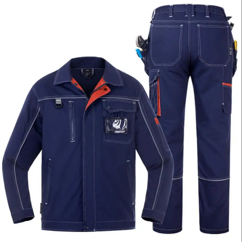 2026 New Men's Summer Thin Pure Cotton Short-Sleeved Overalls Breathable National Grid Welder Custom Labor Suit Workwear