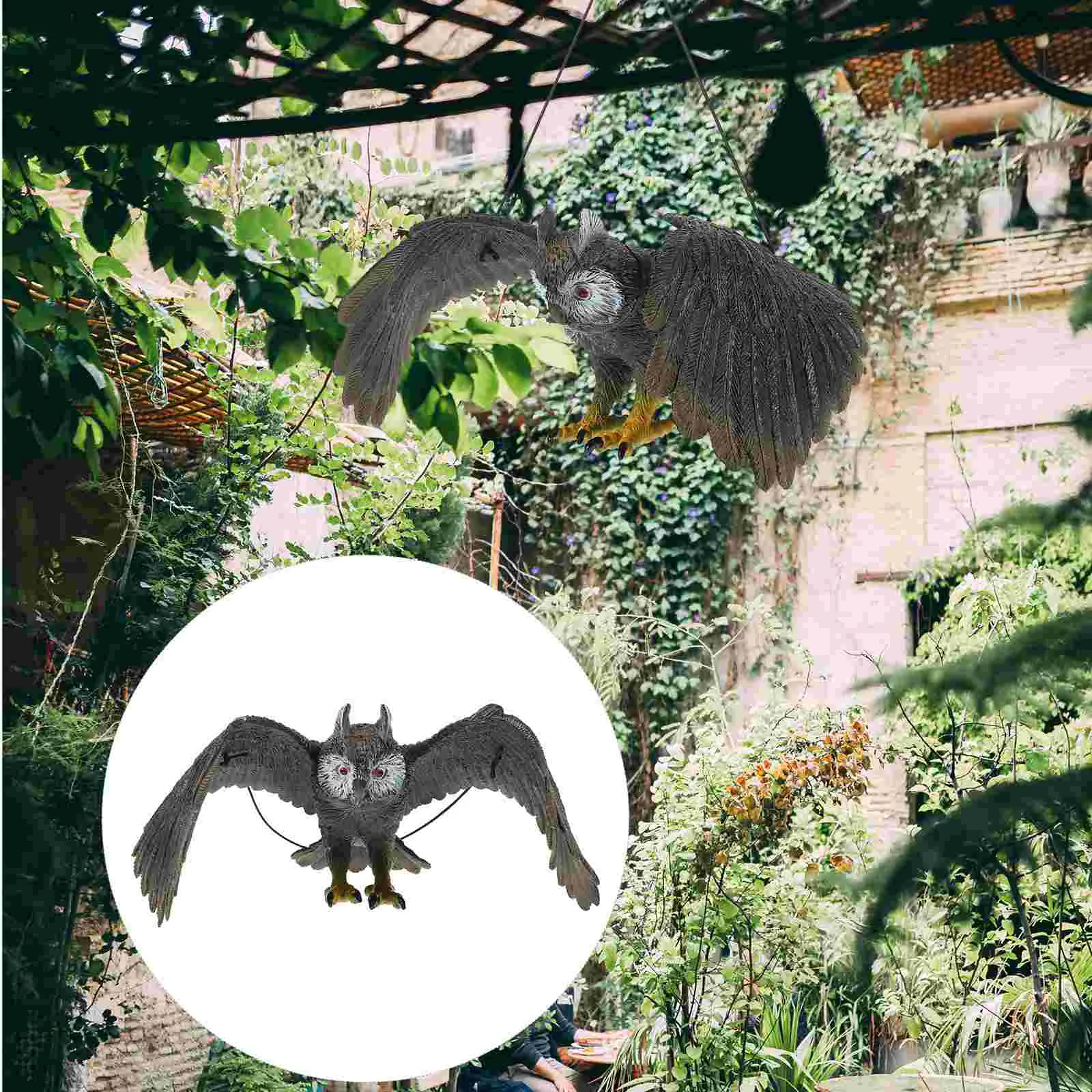 Owls to Frighten Birds Lawn Decorations Outdoor Garden Large Hanging Deterrent Black