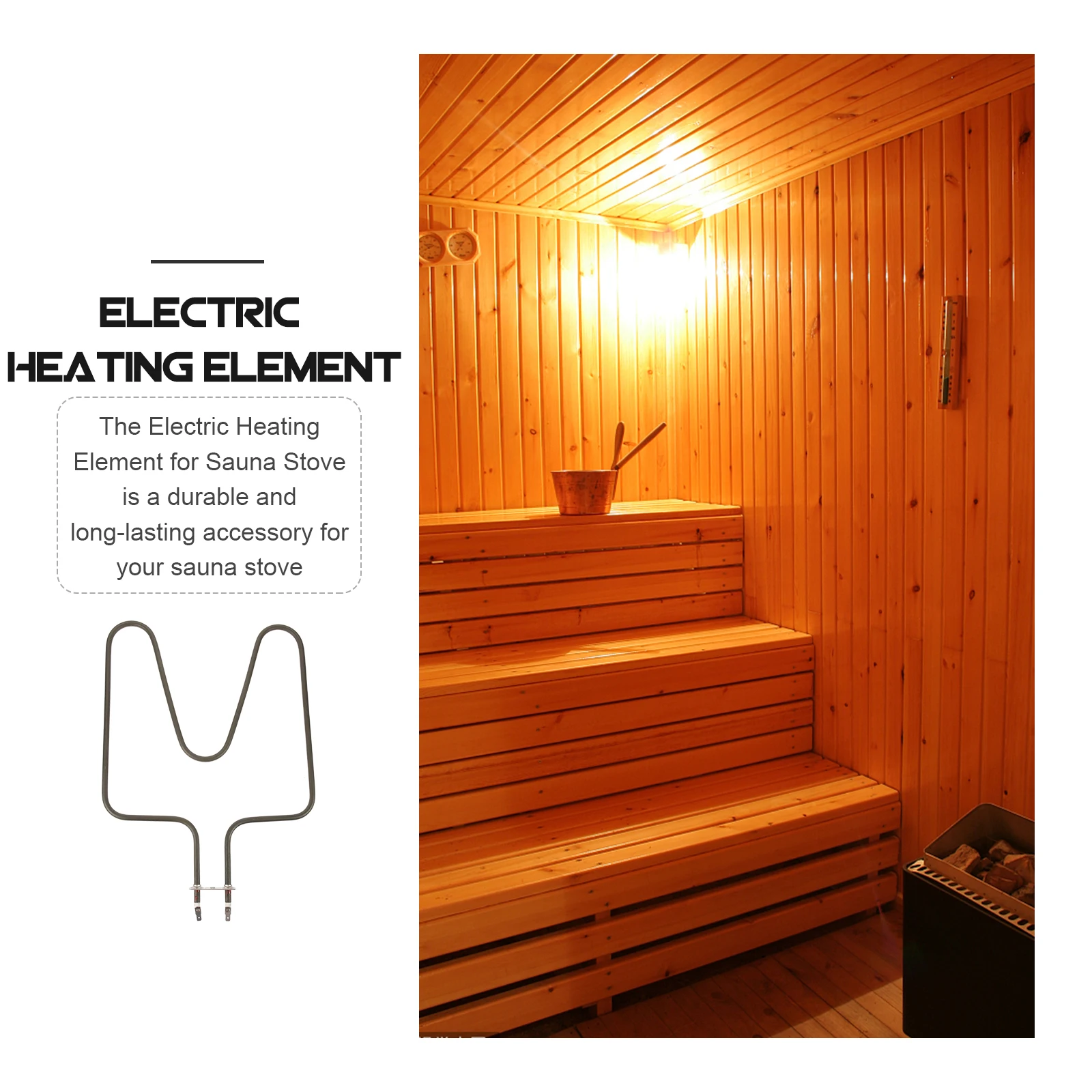 

Electric Sauna Stove Replacement Heating Element Sturdy Tubular Component For Spa Supplies Fast Warming Durable Sauna Heating