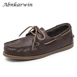 Popular Leather Casual Boat Shoes Men Flat Loafers Anti-Skid Big Size 46 47 48 Spring Autumn Luxury Brand Designer