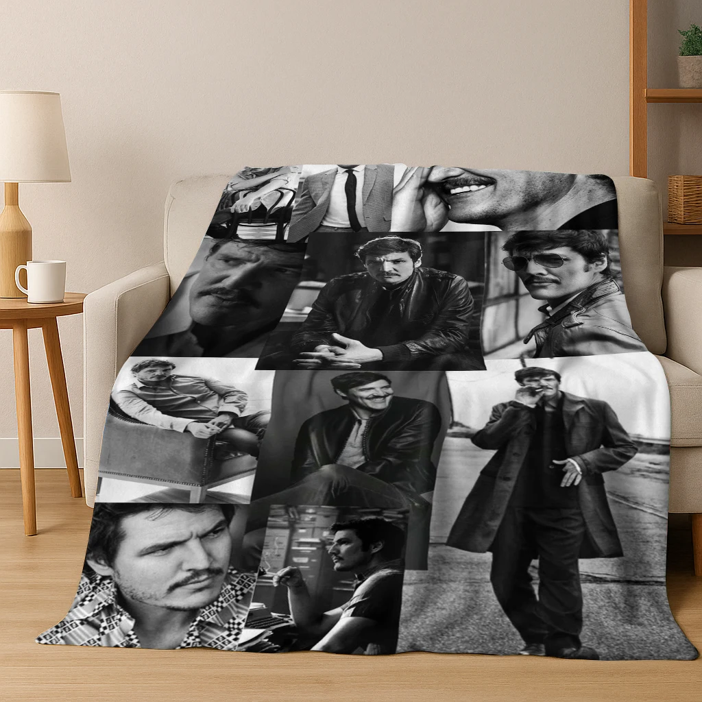 Pedro Pascal Actor Star Art Flannel Blanket,Cozy Soft Throw Blanket for Home Bedroom Bed Sofa Picnic Cover Kids Gift