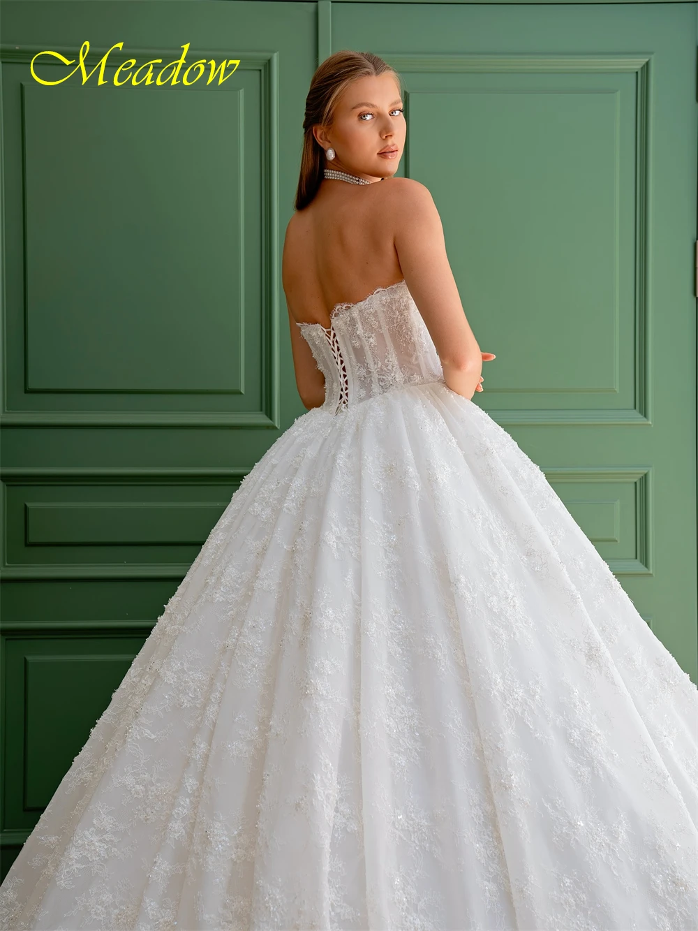 فستان زفاف أنيق من الدانتيل الأبيض مخصص كلاسيكي على شكل قلب بدون أكمام زي العرائس حالمة على شكل حرف a بأربطة من الخلف رداء de mariée #4