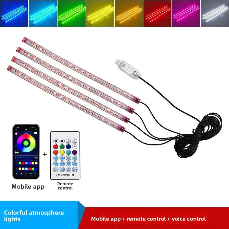 Car Interior LED Atmosphere Light USB Powered Music Rhythm Footwell Lamp Decorative Lighting for Car Interior Decor Night view 5