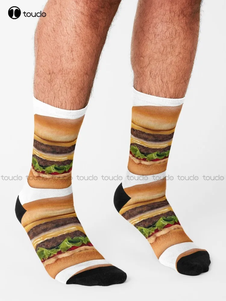 Hamburger Double Double Animal Style Burger Socks Colorful Socks 360° Digital Print New Popular Comfortable Best Girls Sports