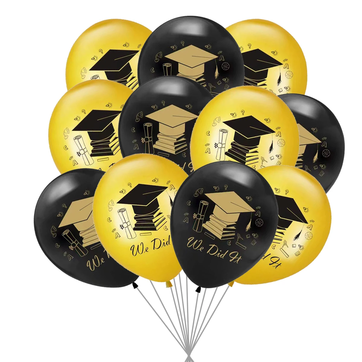 12pcs 12inch 2024 Class Graduation Party Balloons We Did It Bachelor Cap Graduates Hat Latex Balloon Congratulation Party Decor