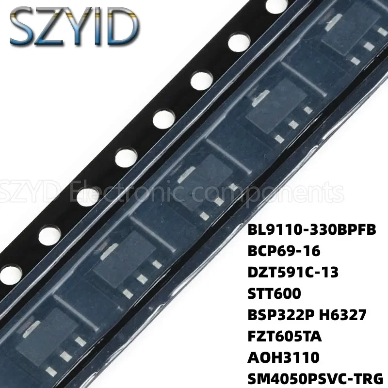 100PCS SOT223 BL9110-330BPFB BCP69-16 DZT591C-13 STT600 BSP322P H6327 FZT605TA AOH3110 SM4050PSVC-TRG