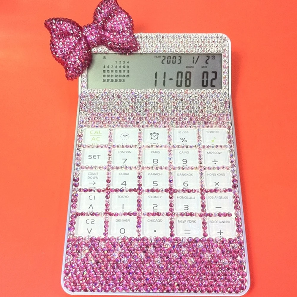 Boutique Luxury Office Electronic Calculator School & Office Electronics Creative Calculator Desktop Computer Rhinestone Crystal