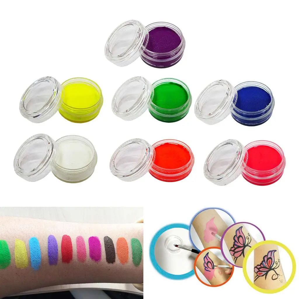 Fluorescence Face Paint Set Body Watercolor Makeup Pigments for Kids Safe Party Costume Dress Up Paint