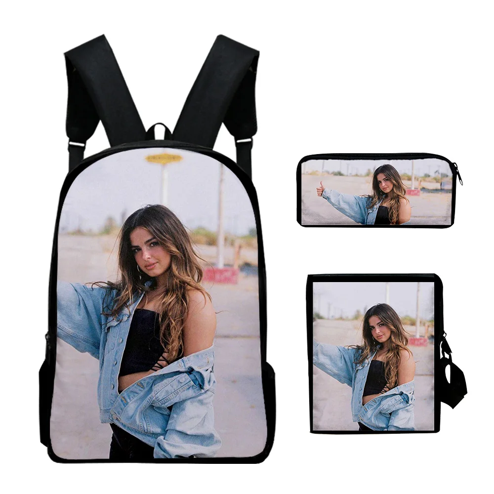 Classic Novelty addison rae 3D Print 3pcs/Set pupil School Bags Laptop Daypack Backpack Inclined shoulder bag Pencil Case