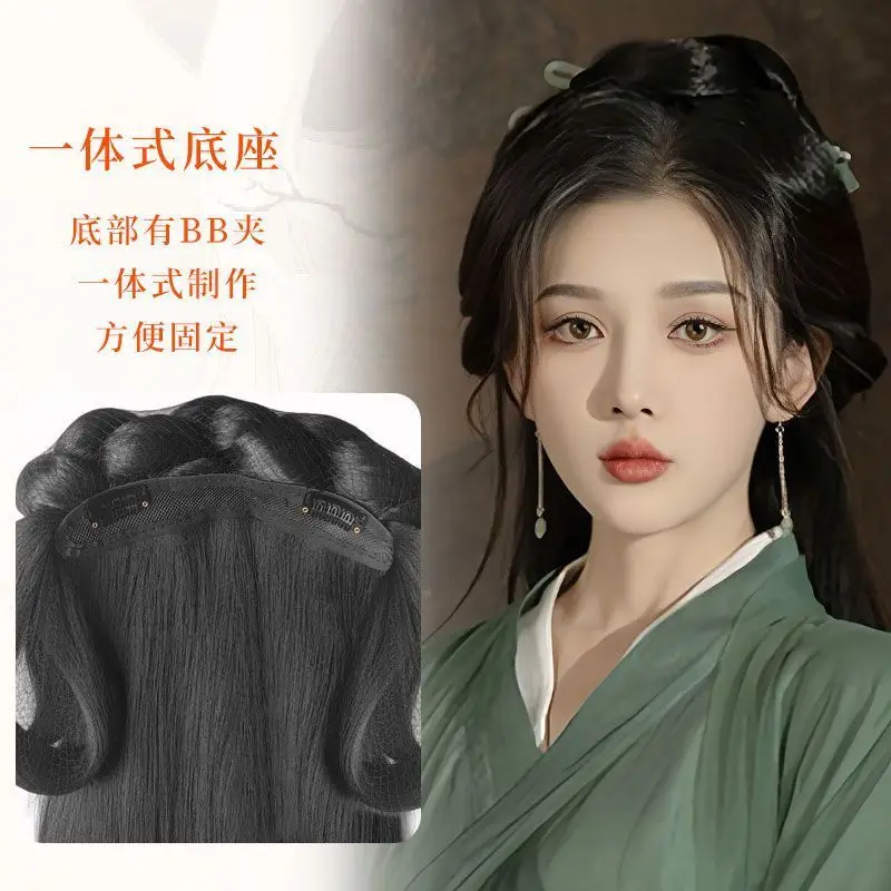 Sistema de cabelo hanfu dos estados de guerra-peruca completa estilo wei-jin com saia de rosto de cavalo acessórios peruca cosplay chinesa antiga