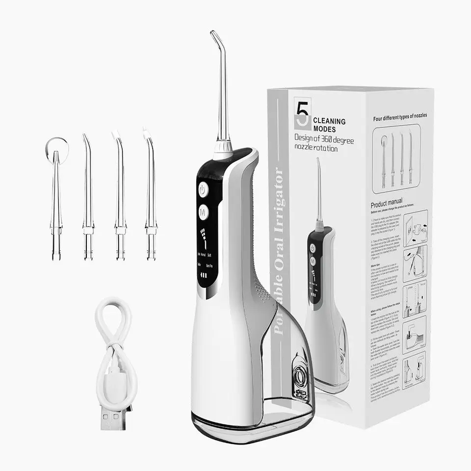 Oral Irrigator 40-140PSI Tooth Scaler Water Flosser Rechargeable Dental Water Jet 5 Speed 330ML IPX7 Waterproof Teeth Cleaner