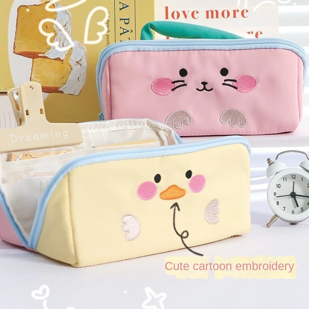 Large Capacity Cartoon Pencil Case Cosmetics Storage 6 Multi Layers Korean Pencil Bag Zipper Handheld Stationery Storage Bag