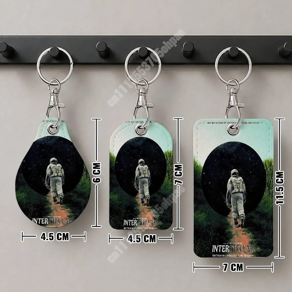 Sci-Fi Movie I-Interstellar-S Leather Keychain Card Holder for Airtag & Access Cards Modern Bus Pass