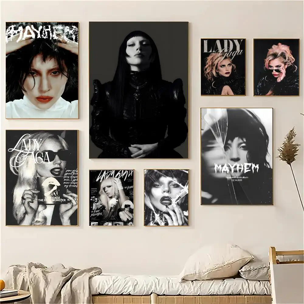 Popular Singer L-Lady Gaga Poster Decorative Wall Art Stickers Mural For Home Living Room Hallway Decor Gift
