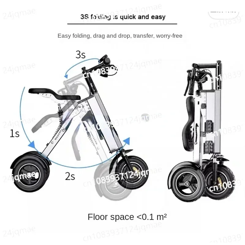 350W Lightweight Folding Electric Scooter Two Parents and Children,fashionable Portable Mini Three-wheeled Scooter with Children