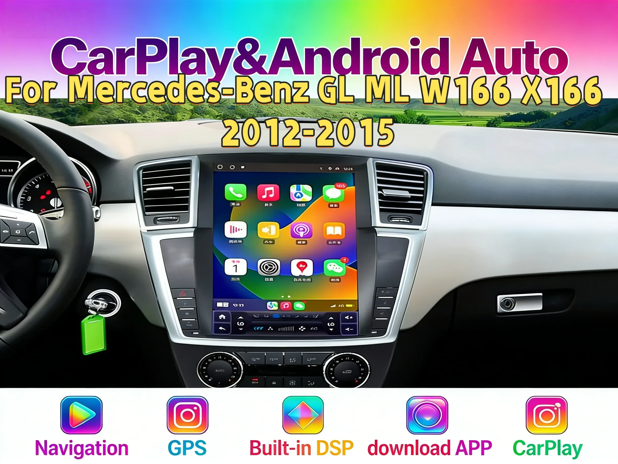 For Mercedes Benz ML W166 GL X166 ML300 ML350 ML400 ML550 GL350 GL400 2012-2015 Android13 Car Radio Multimedia Carplay Player