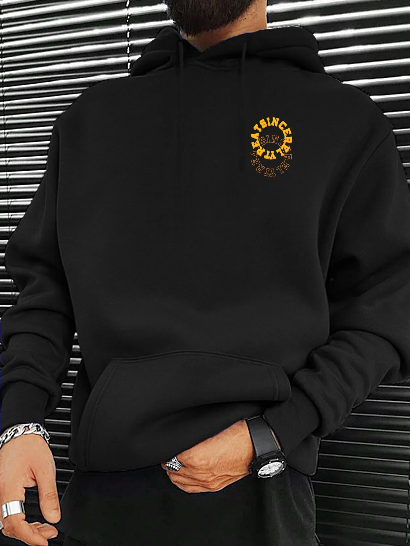 

Letter Circle Graphic Print Autumn and Winter Cotton Hoodie Outdoor Street Sports Training Brand Trendy Clothing