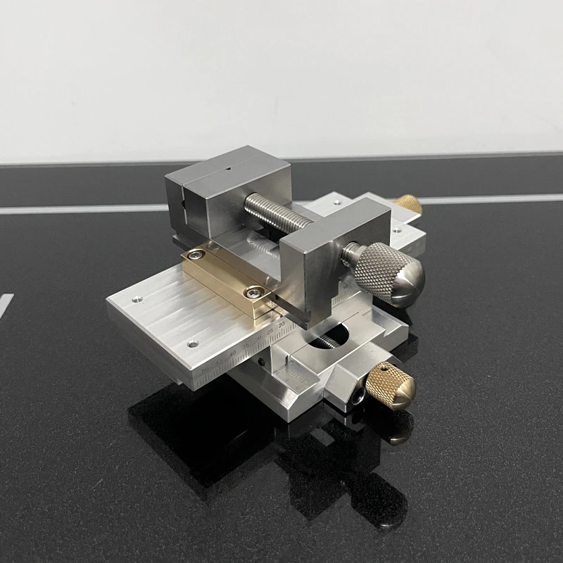 

Precision XY Cross Slide Aluminum Alloy Flat Jaw Vise Manual Drive Slide