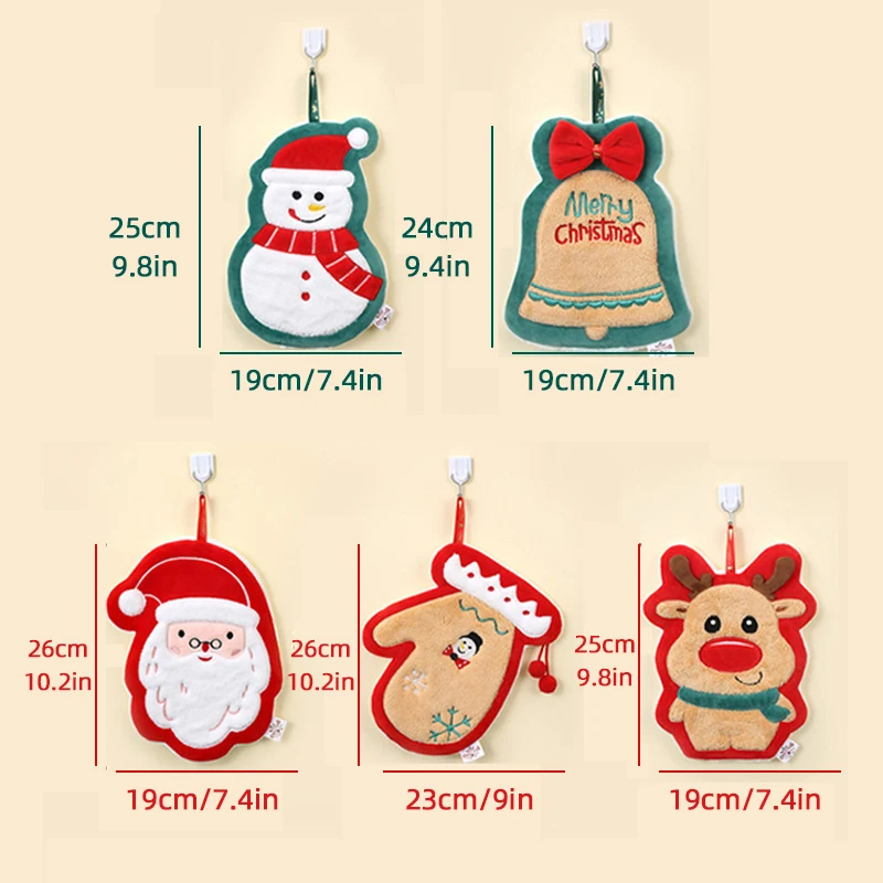 1 pack of cute Christmas hand towels, quick drying water absorbing snowman gloves, household kitchen and bathroom towels