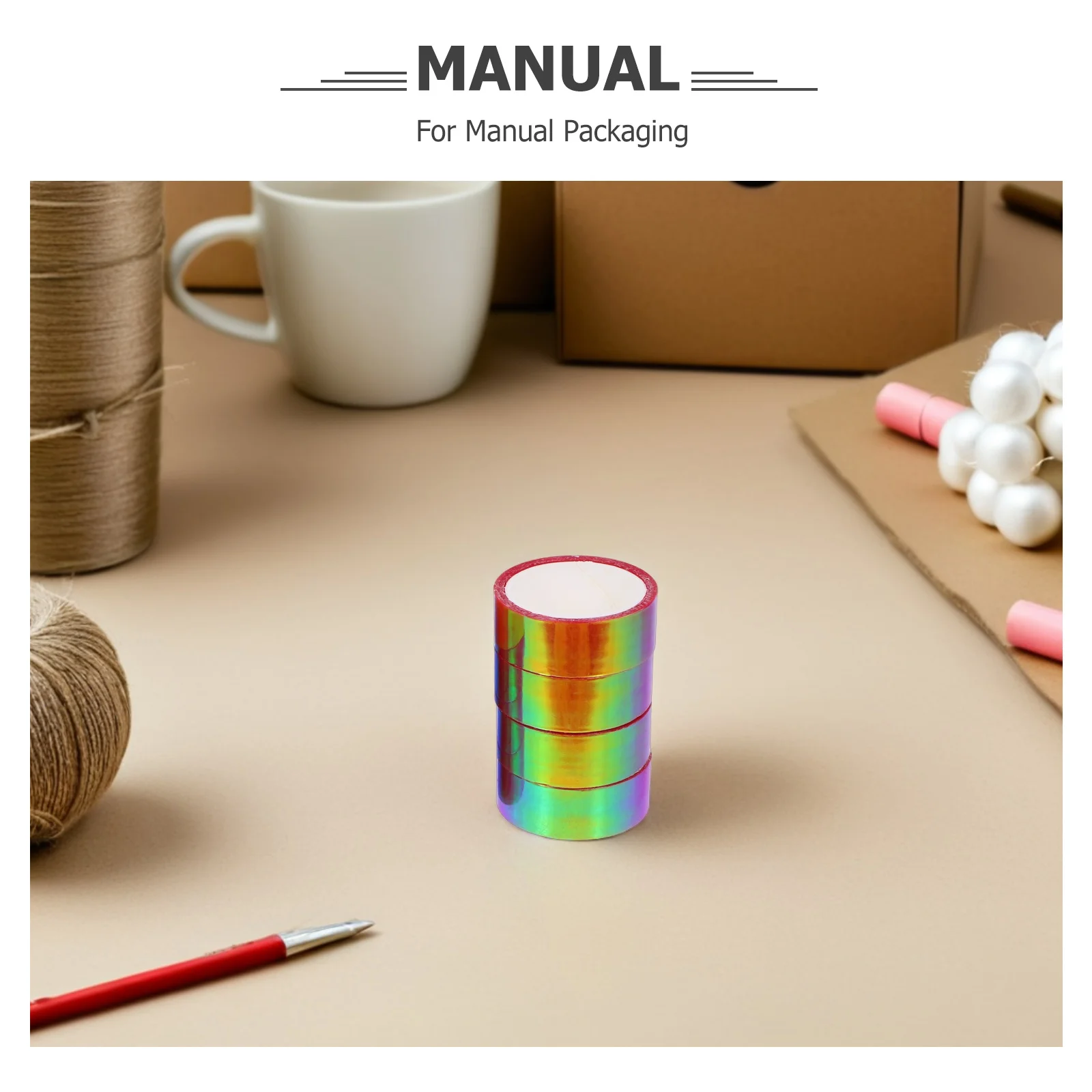 เทปฟิล์มสีรุ้ง 12 ม้วนความหนืดสูงไล่ระดับสี Pe กันน้ำกาว DIY สีผสมสำหรับห่อของขวัญงานฝีมือสมุดภาพ