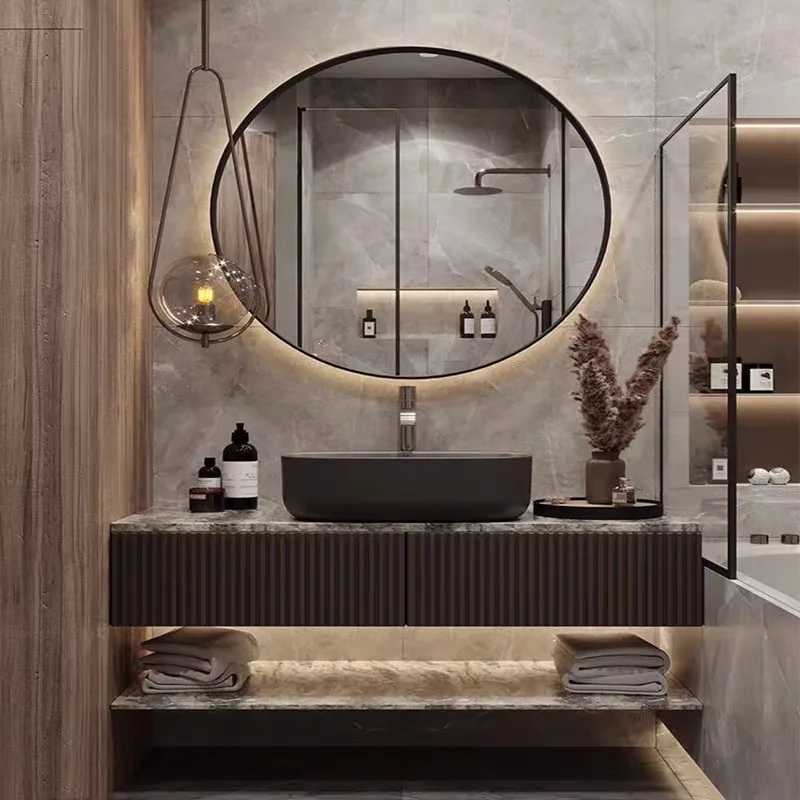 

Шкаф для ванной комнаты с раковиной Современный шкаф для умывальника Настенный туалетный столик для ванной комнаты